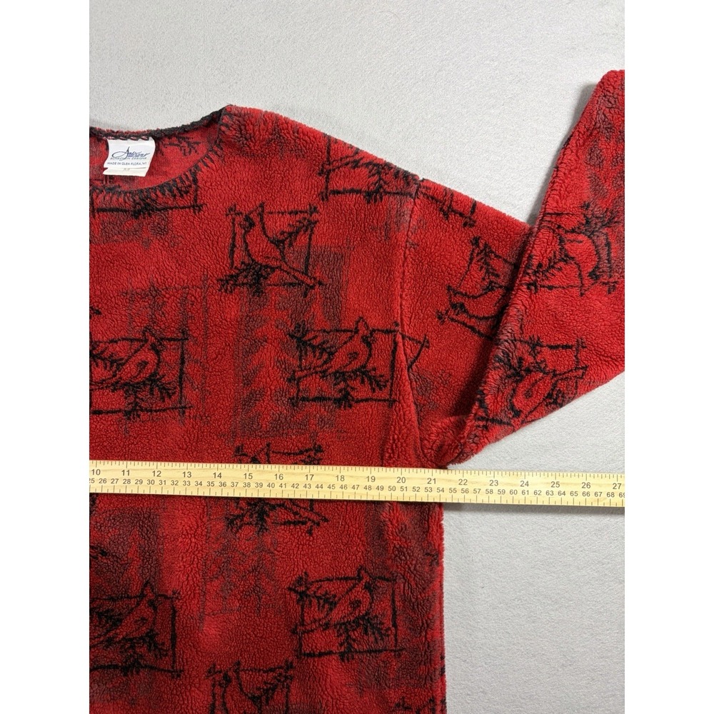 Vtg Artisans Sunschein Designs Cardinal Sweater Birds Red Black Made in USA - Picture 2 of 7